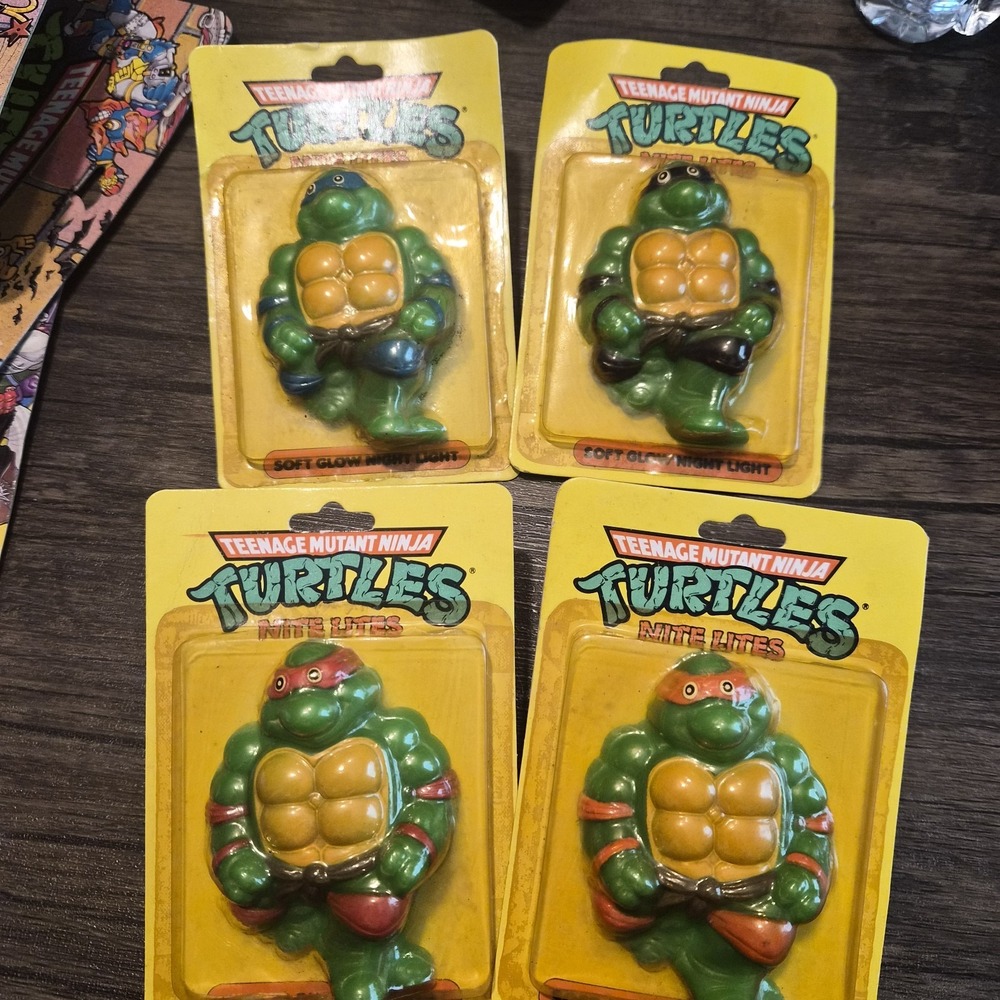Vintage 1990 TMNT Nite Lites Soft Glow Night Lights Set of 4 Leonardo Donatello